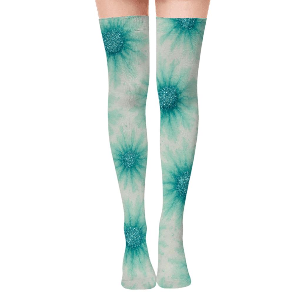 Ice Dye Starburst Scatter designer print over-the-knee socks