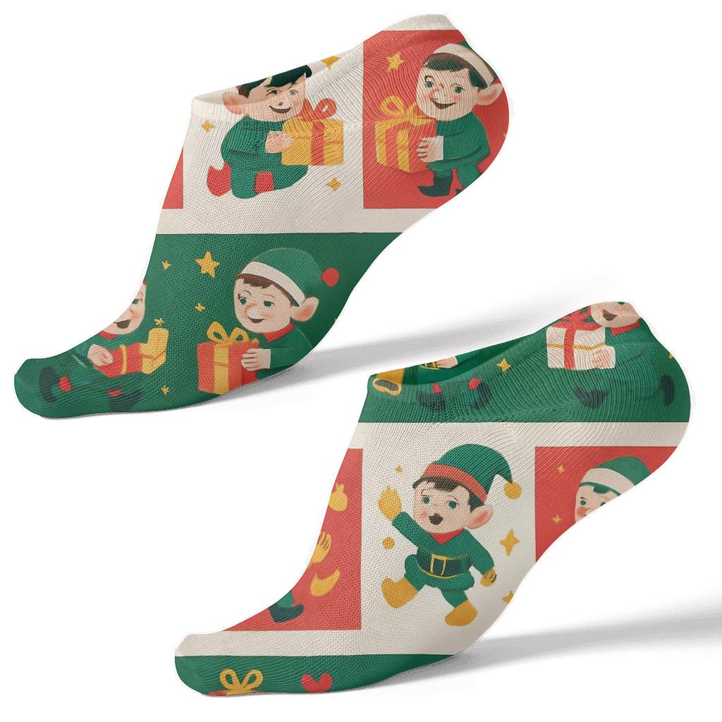Holiday Elf Band On White comfortable cotton ankle socks