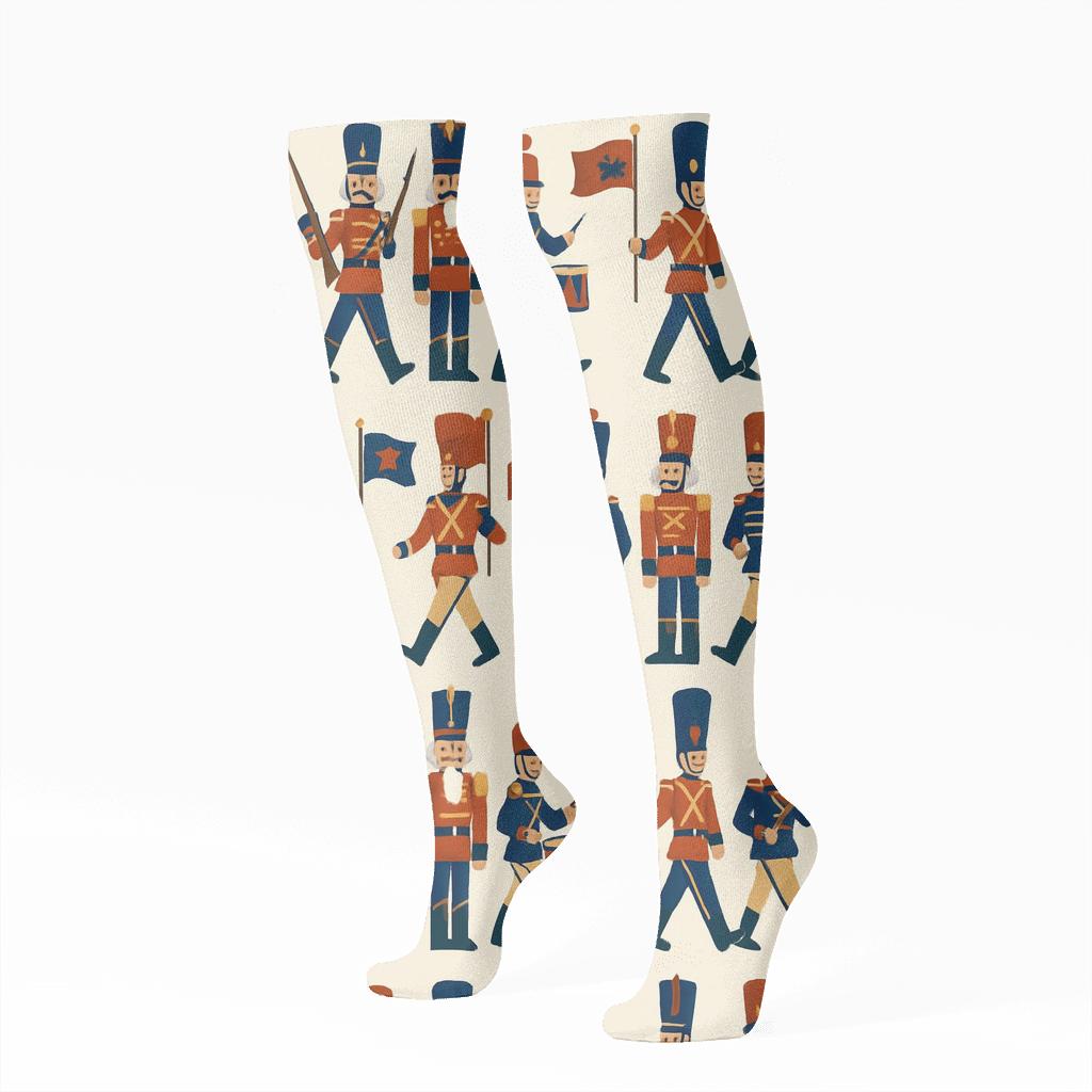 Nutcracker March Holiday Compound comfortable cotton knee-high socks