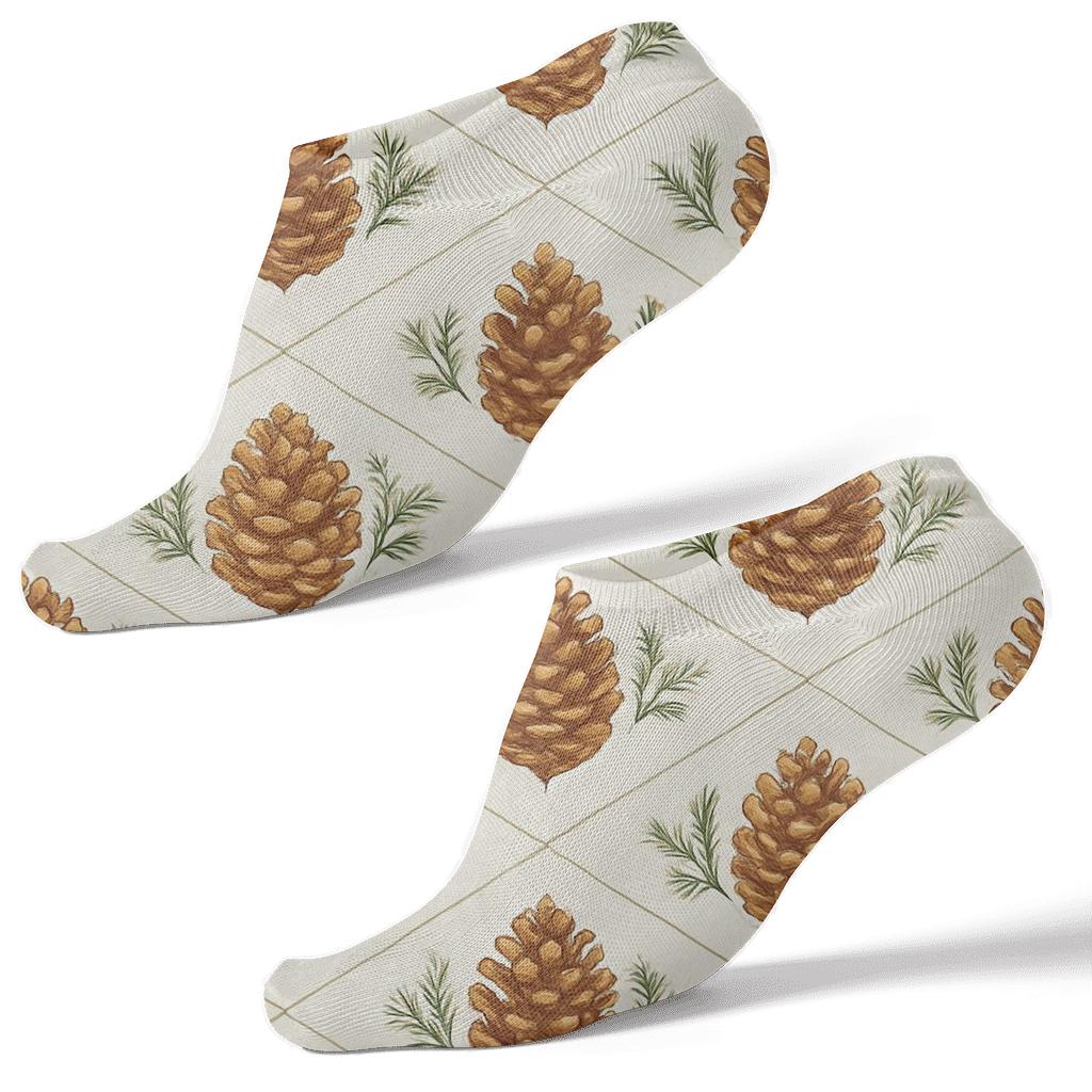 Holiday Pinecone Chevron Christmas trendy patterned ankle socks