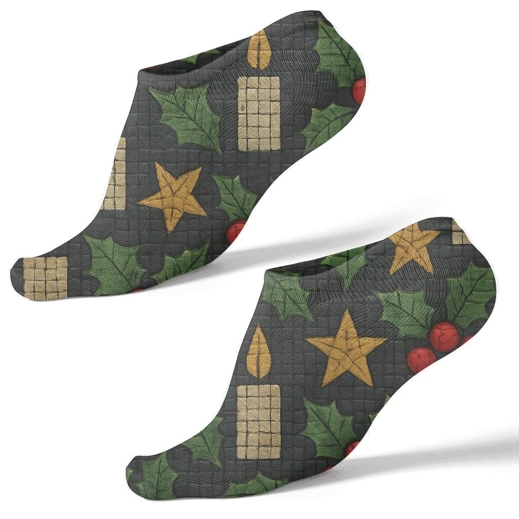 Holiday Candlelight Mosaic Holiday premium sports ankle socks