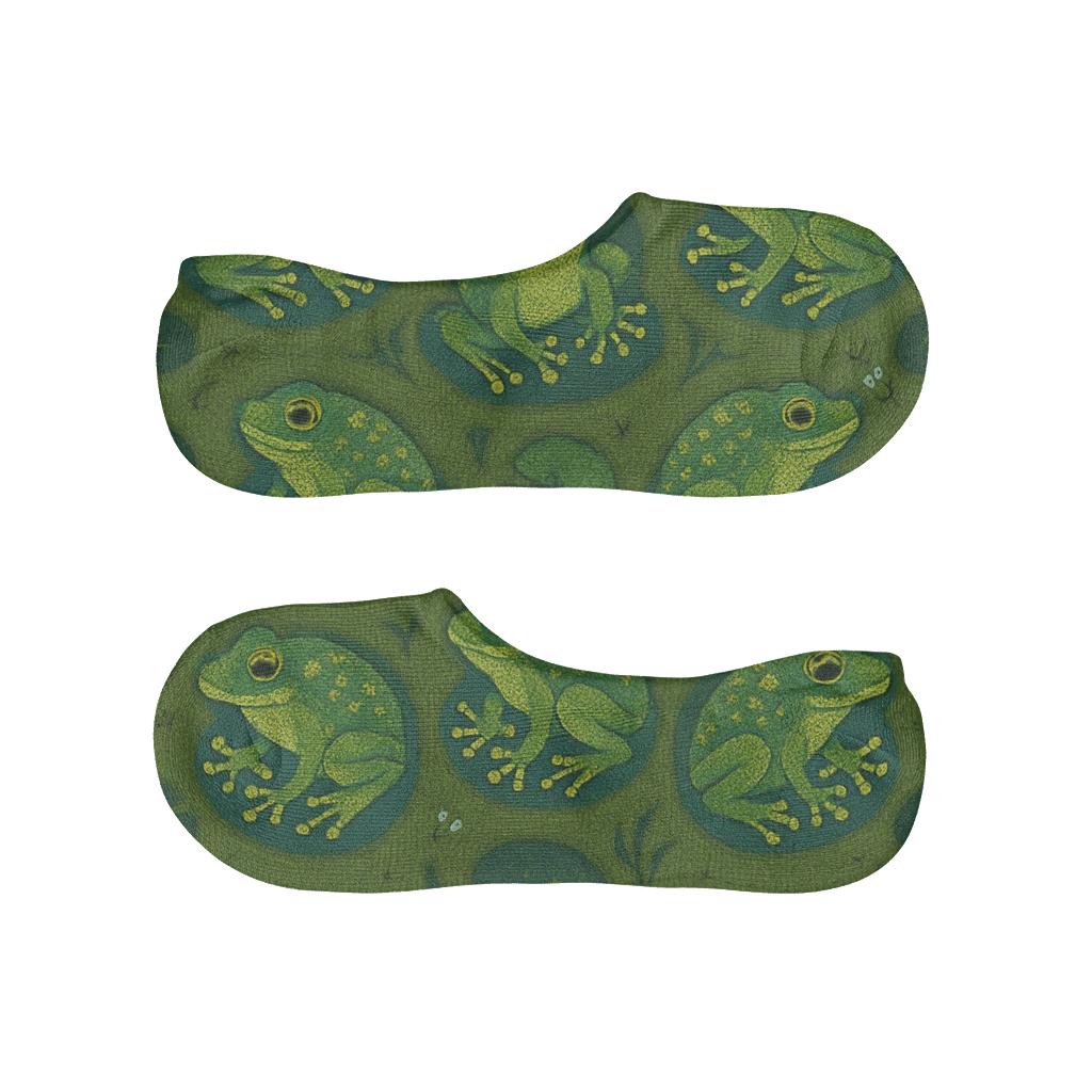 Emerald Tree Frog Tessellation low cut no-show socks
