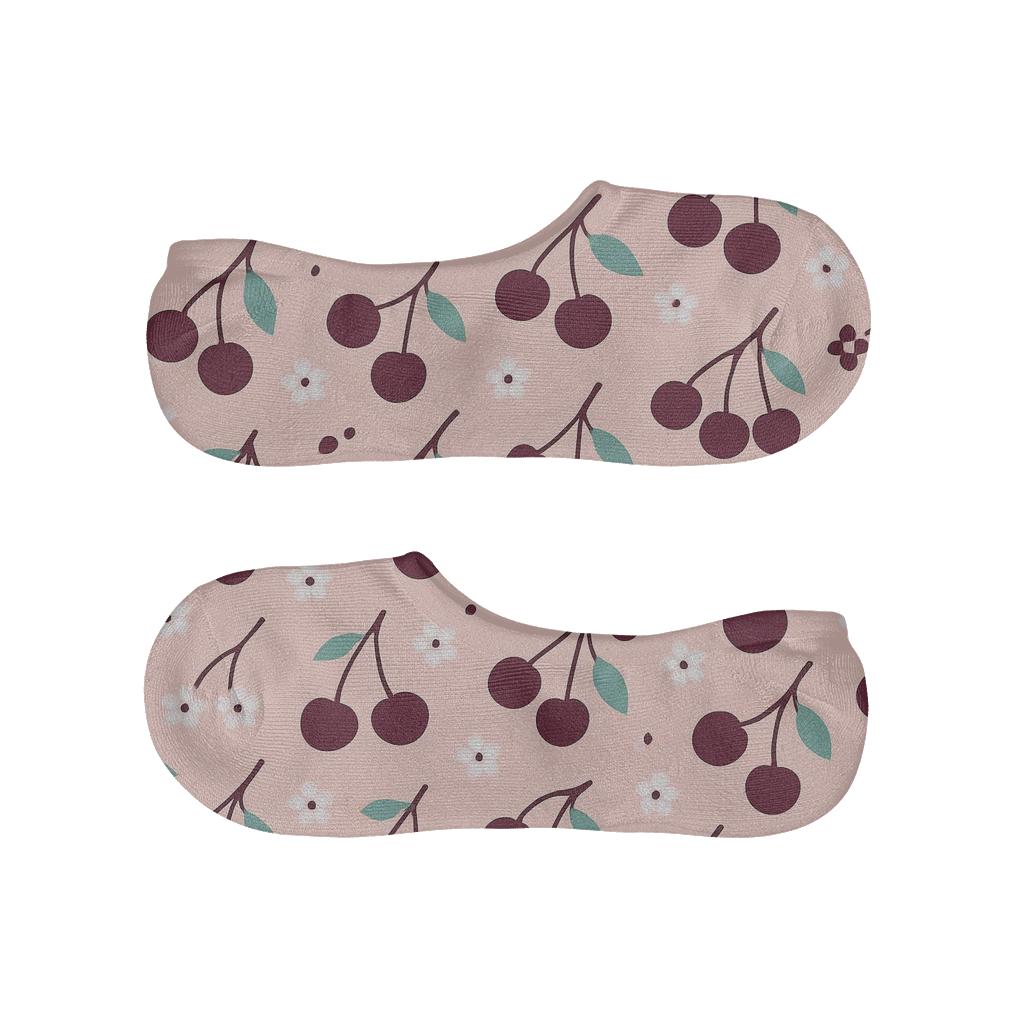 Diagonal Cherry Cluster Bands On Pale Pink comfortable low-cut socks