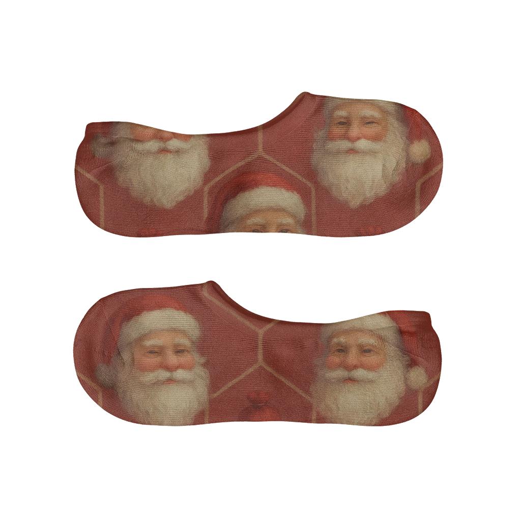 Santa Face Repeat With Sack Mid-Phrase Santa soft cotton no-show socks