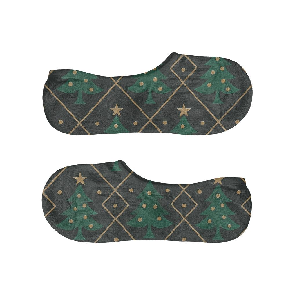 Xmas Tree Lattice On Dark Field personalized no-show socks