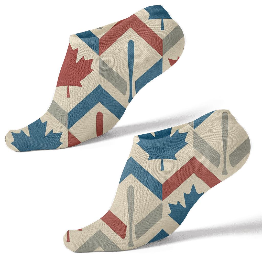 Maple Leaf Chevron With Blue Jays Accent stylish athletic ankle socks
