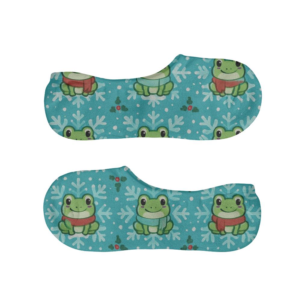 Frosty Frog Snowflake Grid comfortable invisible socks