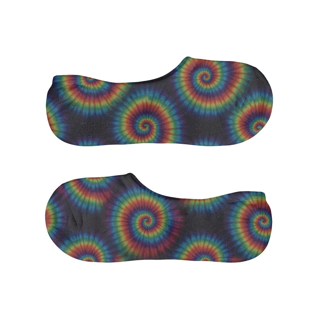 Spiral Whorl Grid On Black trendy no-show sock styles