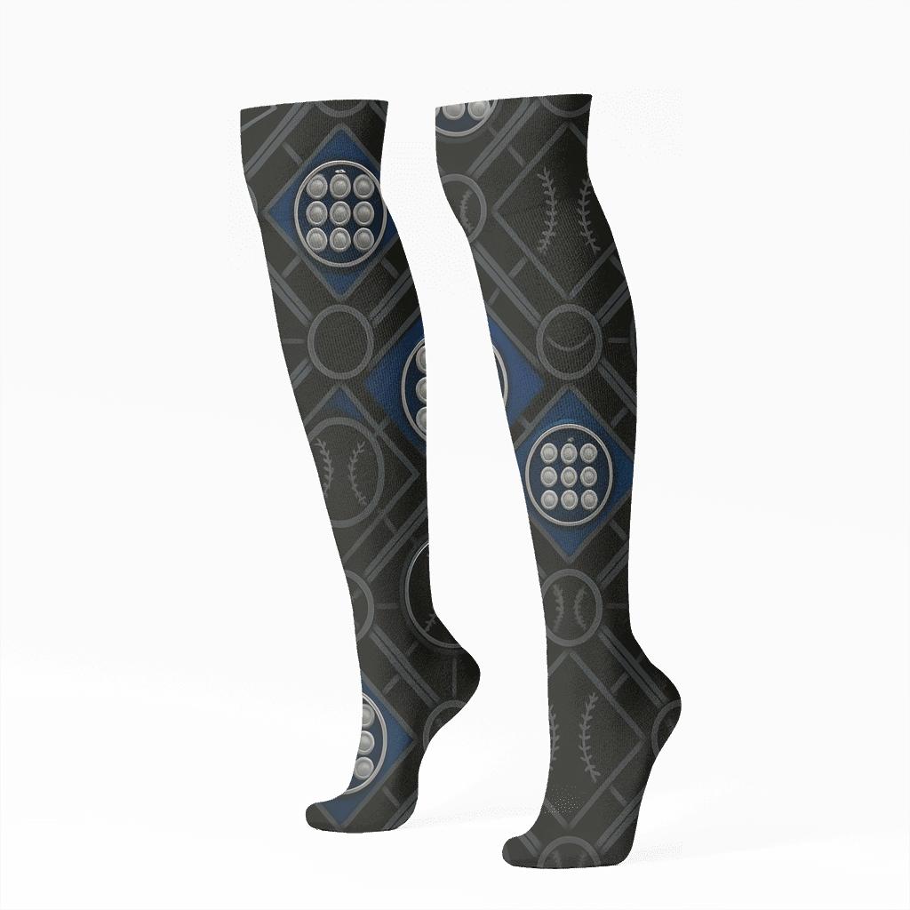 Stadium Light Lattice In Blue Jays Pattern personalized knee-high socks