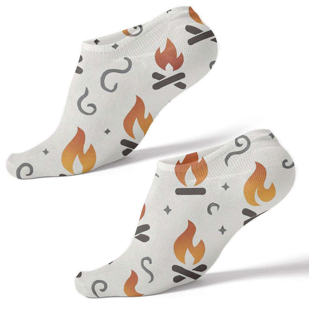 Campfire Icon Scatter On Ivory soft everyday ankle socks