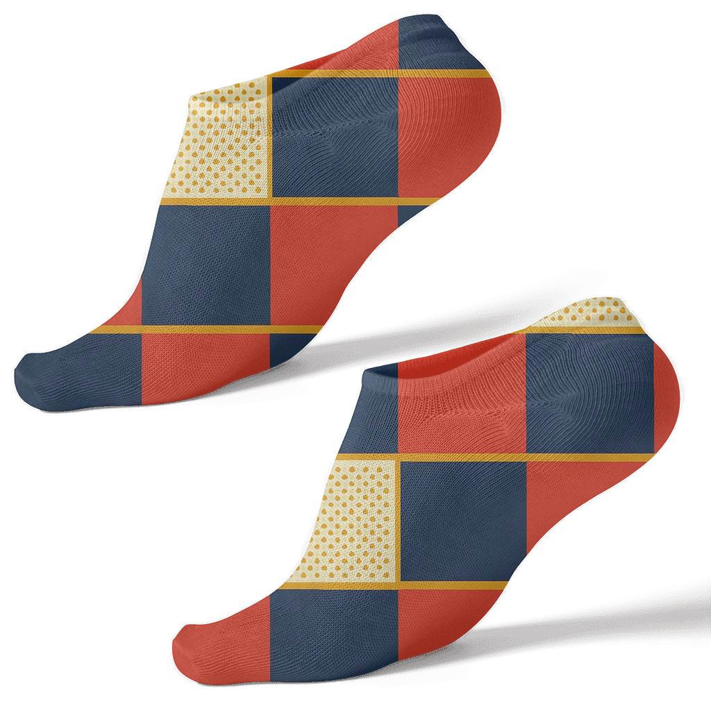 Large Block Spotlight Check With Micro Dot Inset designer print ankle socks