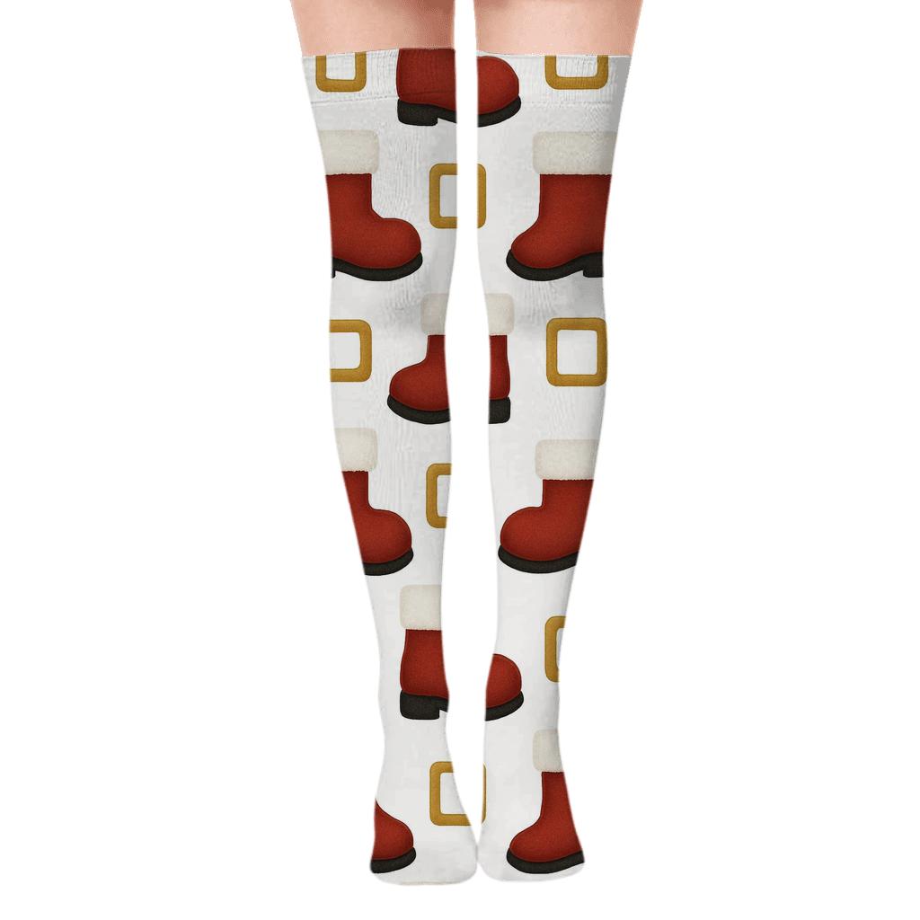 Boot And Buckle Santa Pattern custom over-the-knee socks