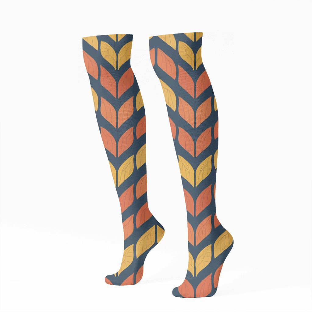 Swallowtail Chevron Flight On Navy Blue premium sports knee-high socks