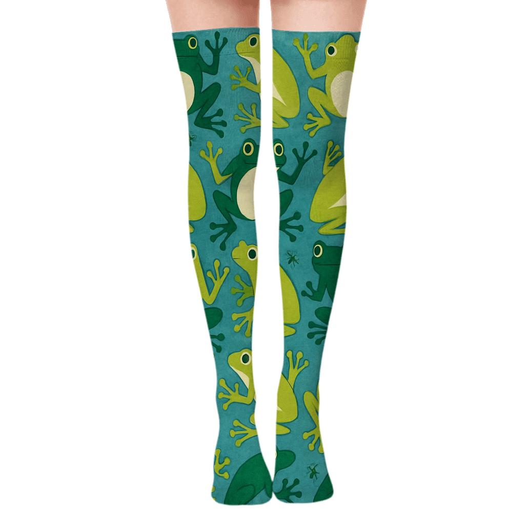 Emerald Frog Tessellation custom over-the-knee socks