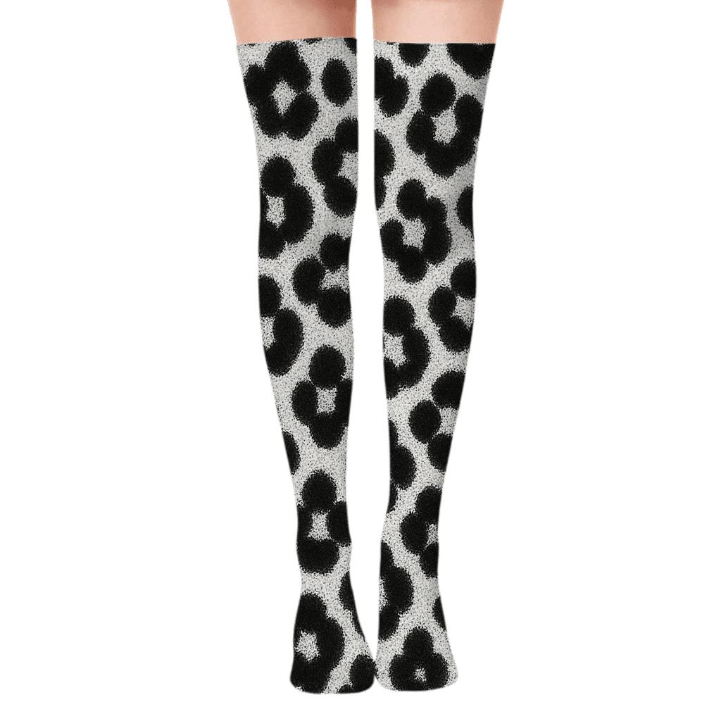Monochrome Micro Dot Fur Lattice trendy patterned over-the-knee socks