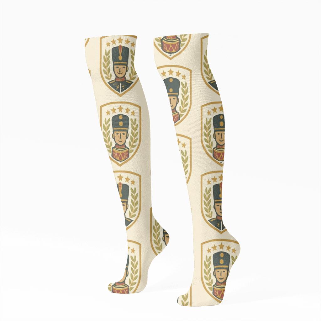 Vintage Toy Soldier Badge Christmas Compound custom knee-high socks