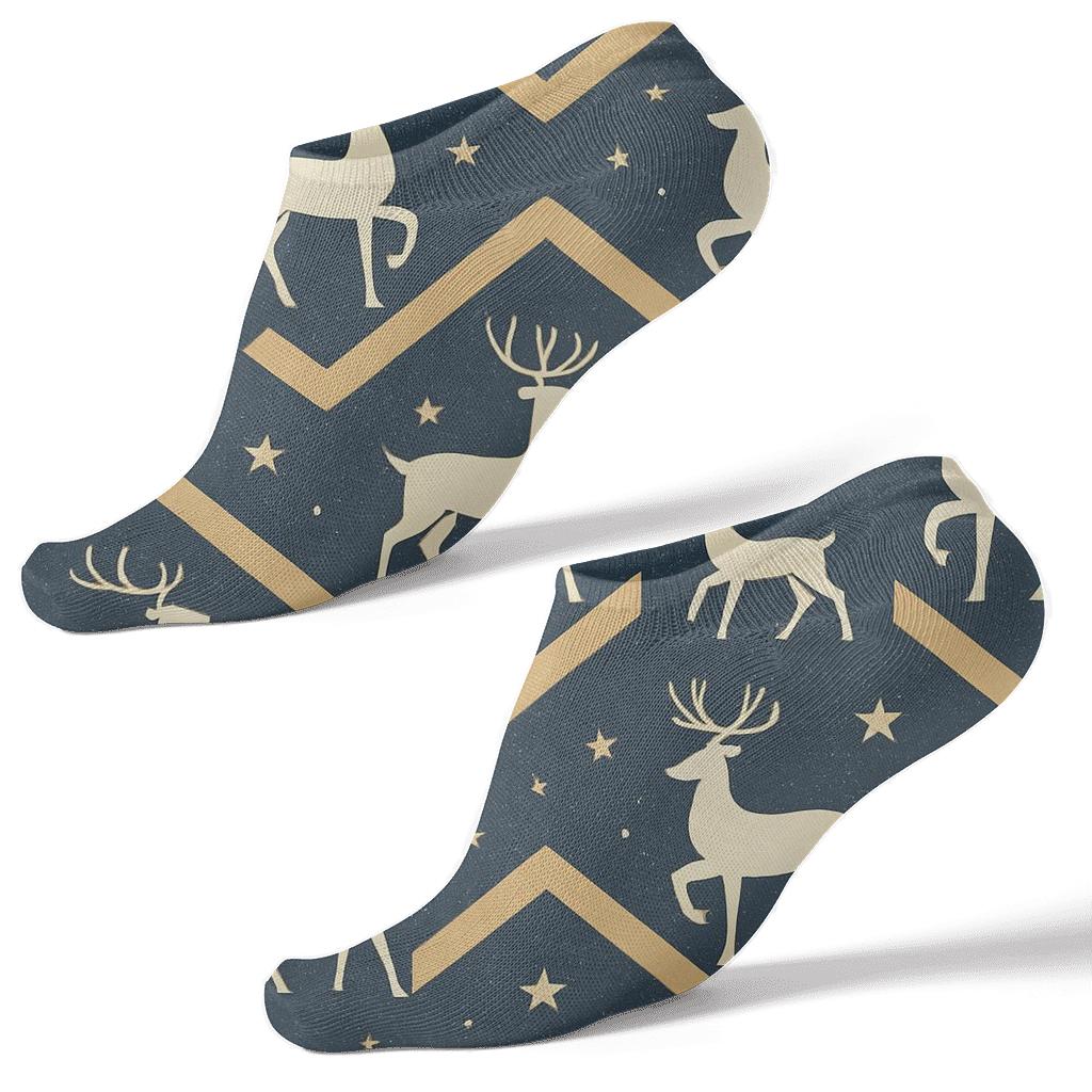 Holiday Reindeer Chevron Band designer print ankle socks