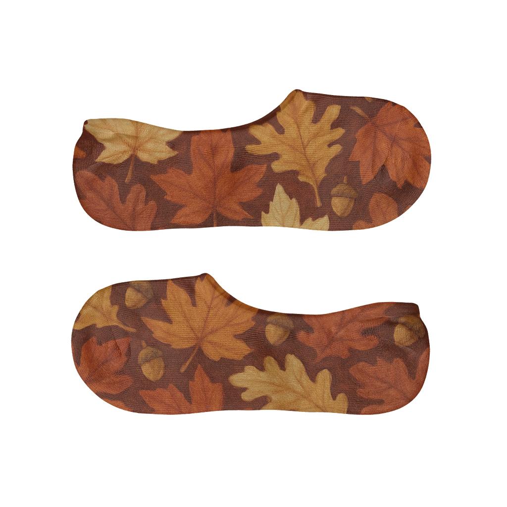 Golden Leaf Tessellation On Deep Rust Background soft cotton no-show socks