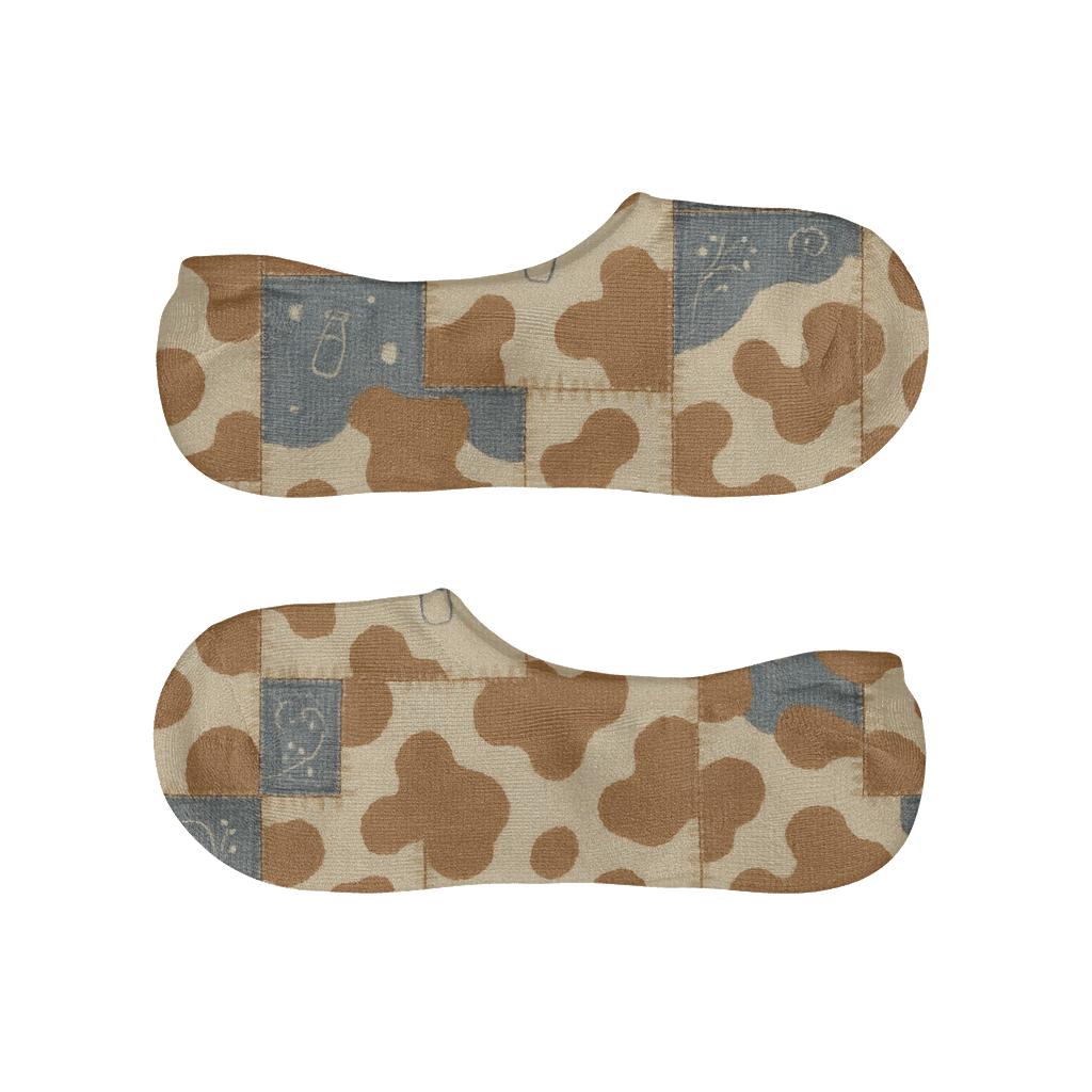 Denim Patchwork Cow Spot Montage anti-slip no-show socks