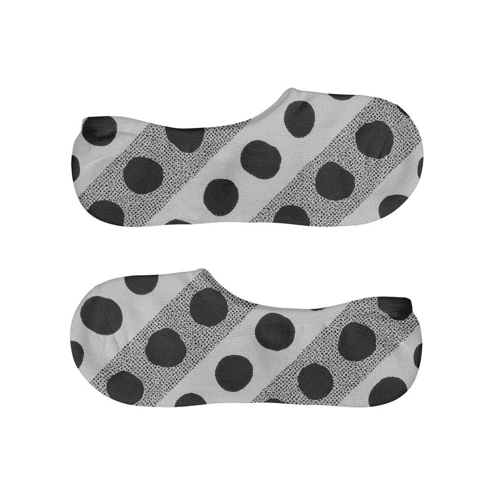 Monochrome Micro Spot Lattice On White low cut no-show socks