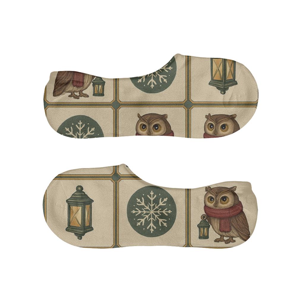 Caroling Owl Lattice comfortable invisible socks