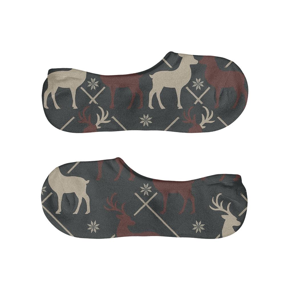 Xmas Reindeer Lattice Motif trendy no-show sock styles