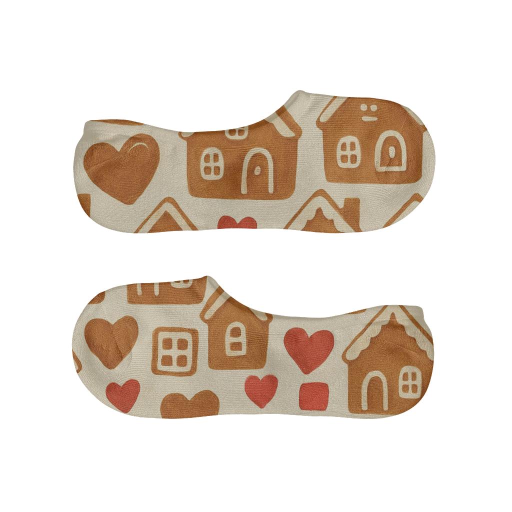 Gingerbread Village Holiday Scatter soft cotton no-show socks