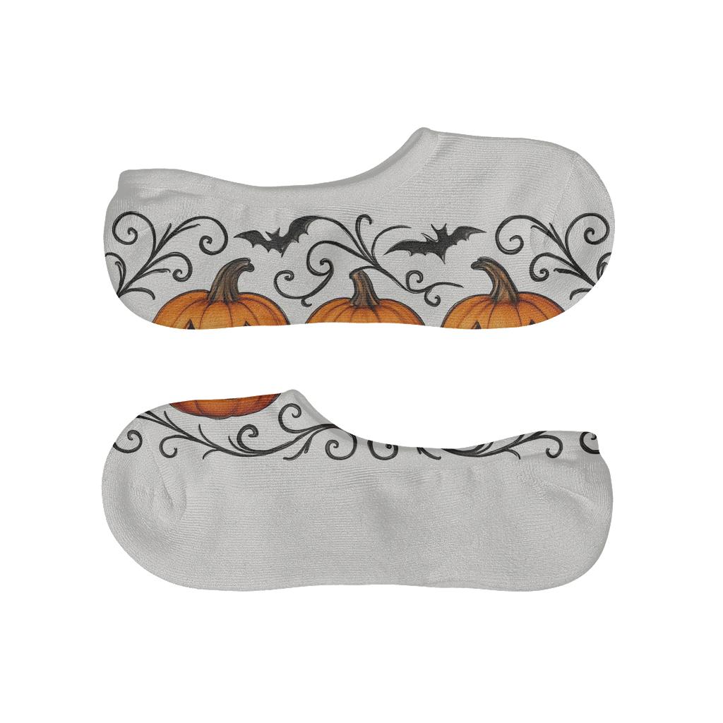 Carved Pumpkin Border Pattern On White Background unique hidden socks