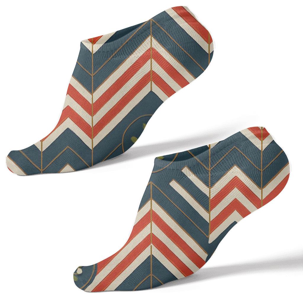 Candy Cane Chevron Grid stylish athletic ankle socks