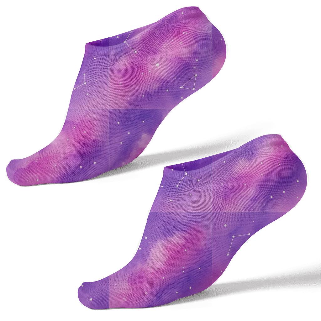 Nebula Watercolor Grid personalized ankle socks