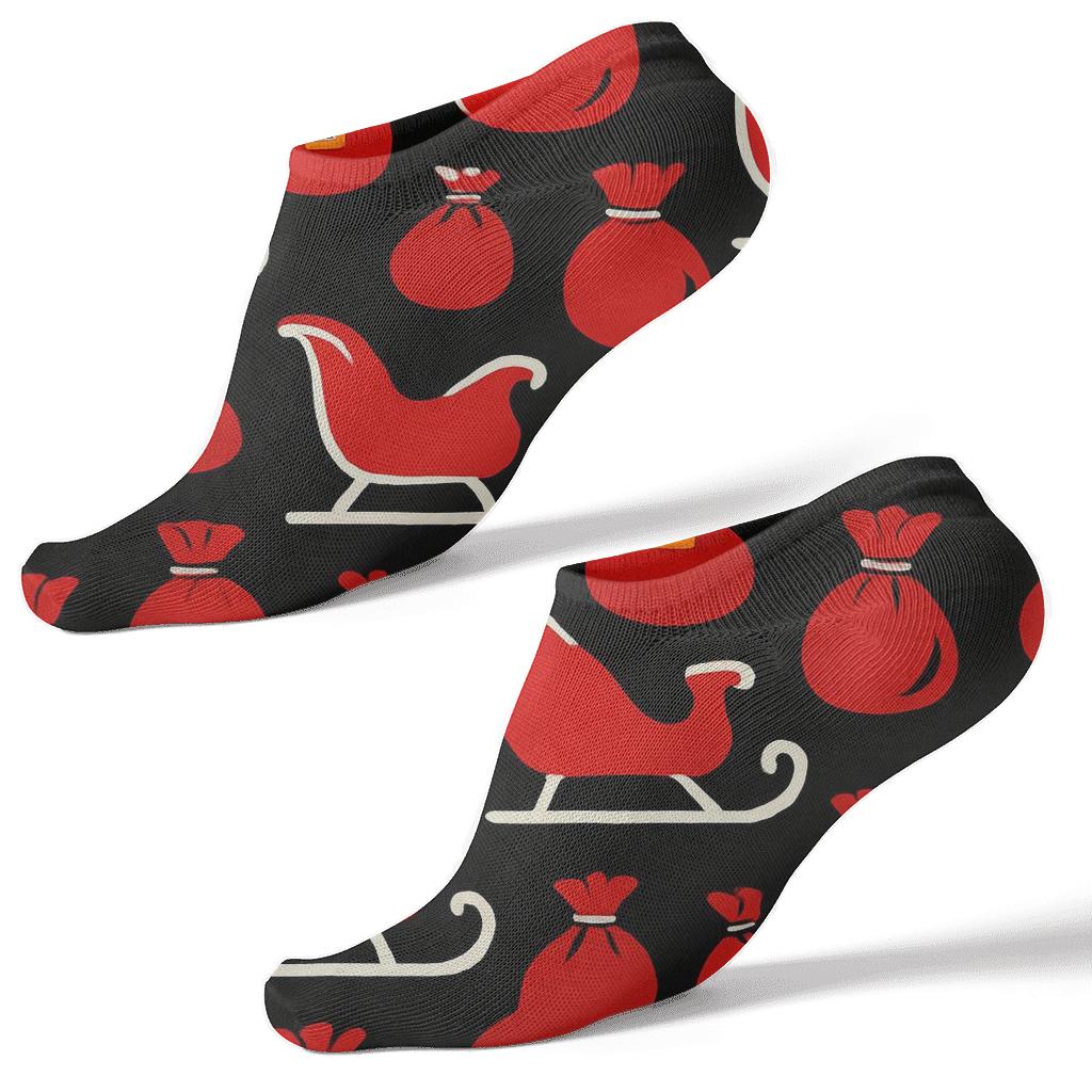 Sleigh Silhouette Santa Array trendy patterned ankle socks