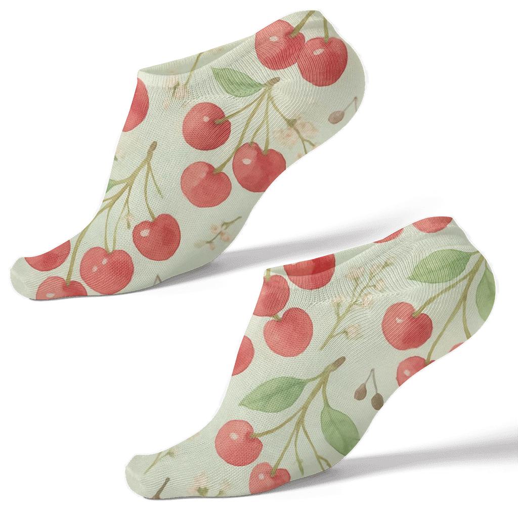 Diagonal Cherry Cluster Bands On Mint custom ankle socks