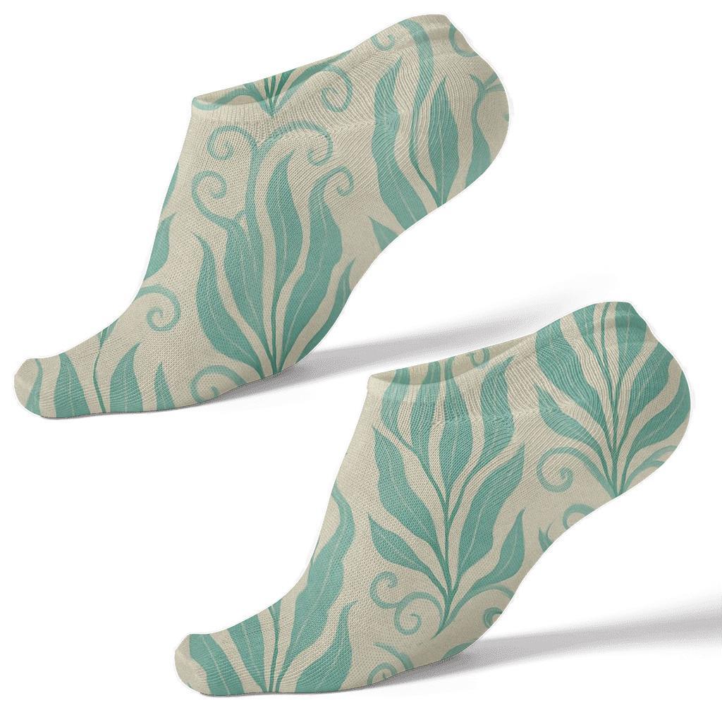 Seafoam Kelp Grid comfortable cotton ankle socks