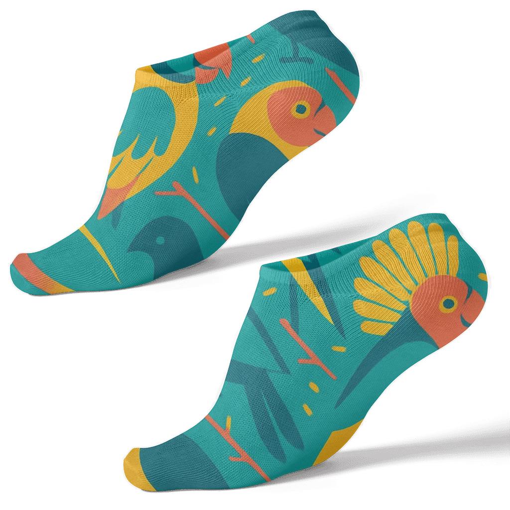 Parrot Plumage Chevron On Tropical Teal custom ankle socks