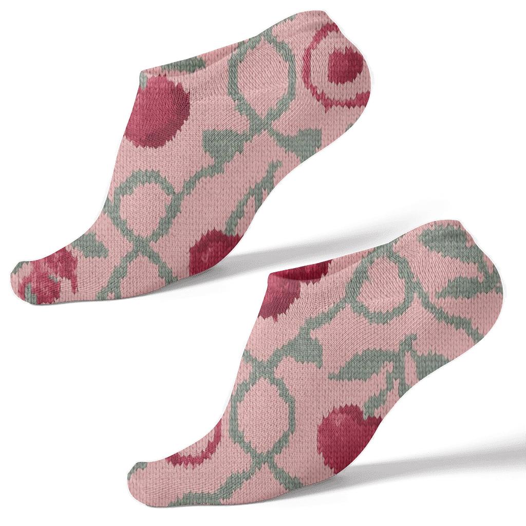 Cherry Leaf Lattice On Pale Pink unique graphic ankle socks