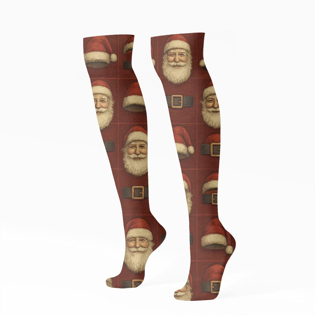 Santa Hat Grid Classic soft everyday knee-high socks