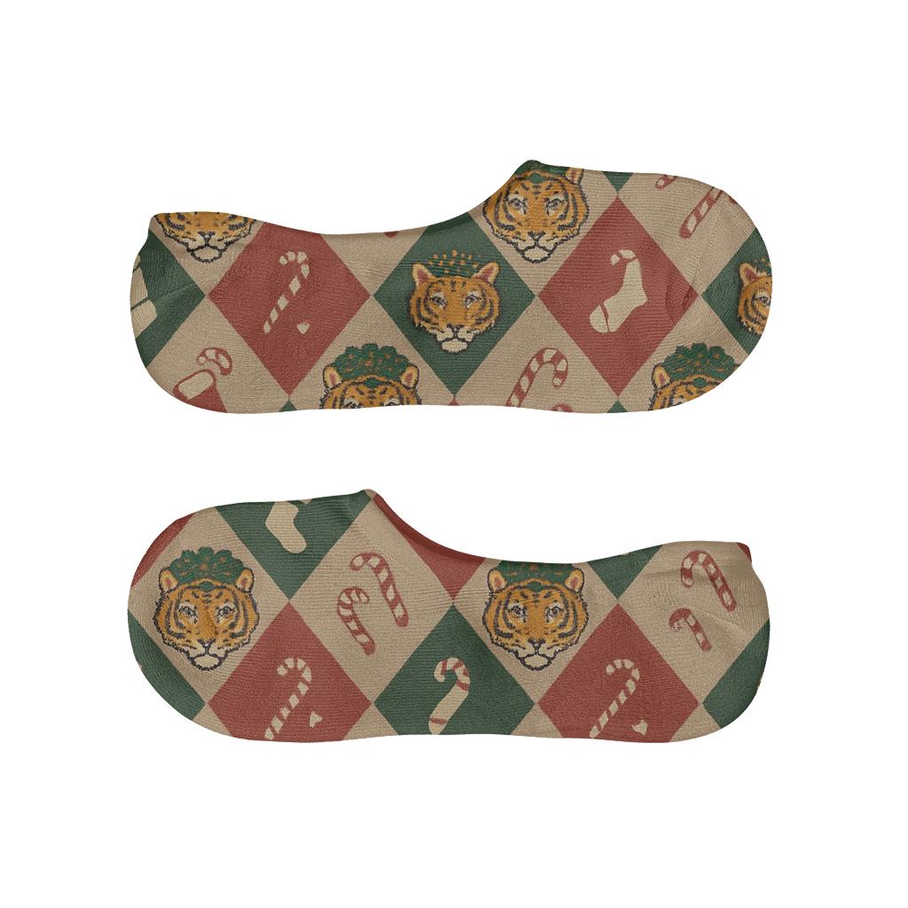Tiger Noel Diamond Grid soft cotton no-show socks