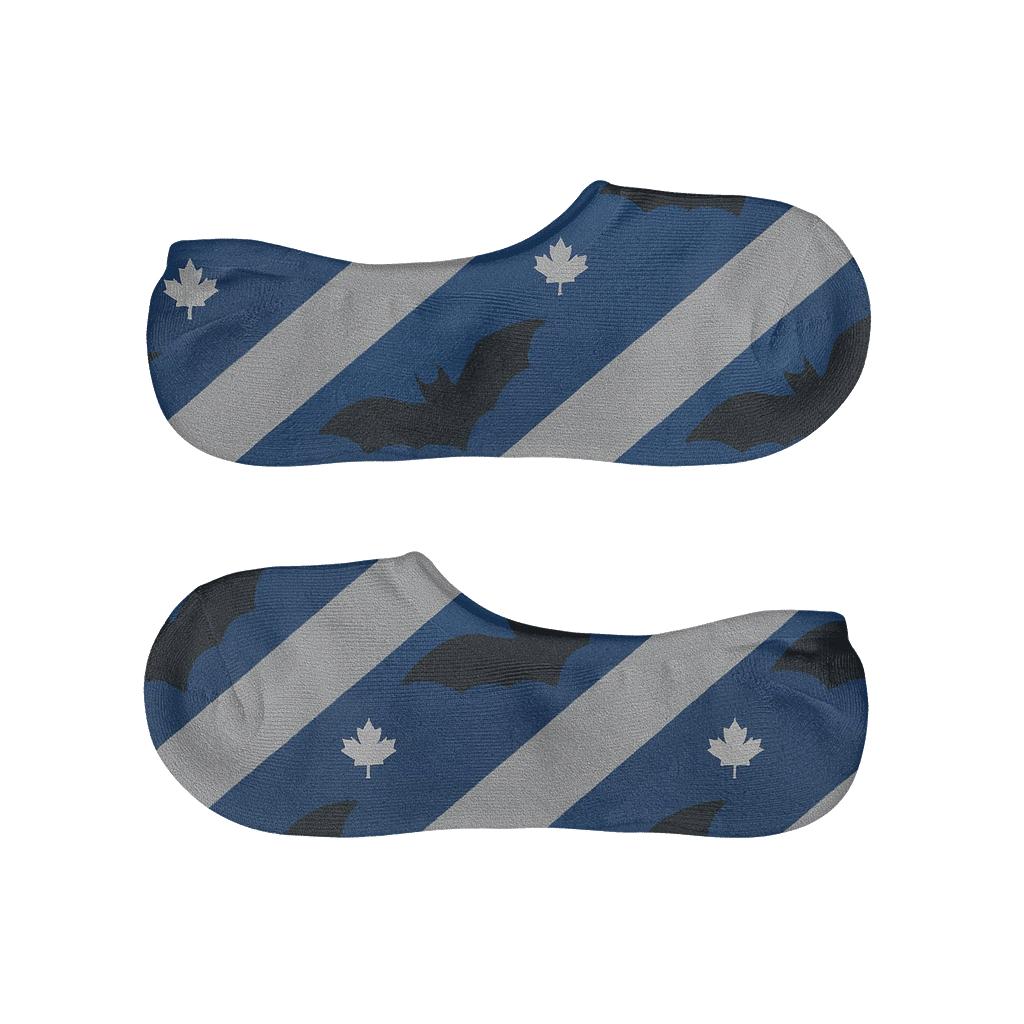 Diagonal Bat Stripe With Blue Jays low cut no-show socks