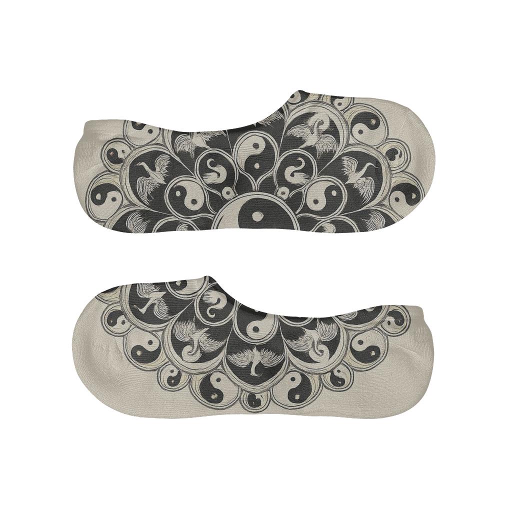Radial Duality Mandala On Soft Ivory comfortable invisible socks