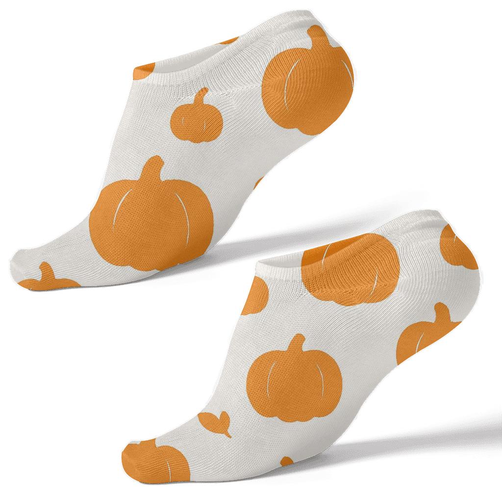 Pumpkin Silhouette Scattered Field On White Background soft everyday ankle socks