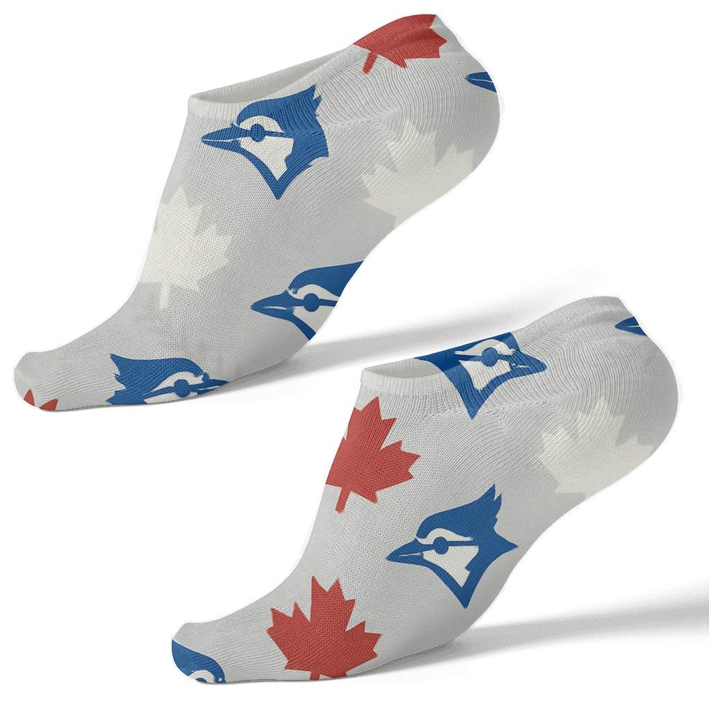 Maple Leaf Scatter With Blue Jays Accent premium sports ankle socks