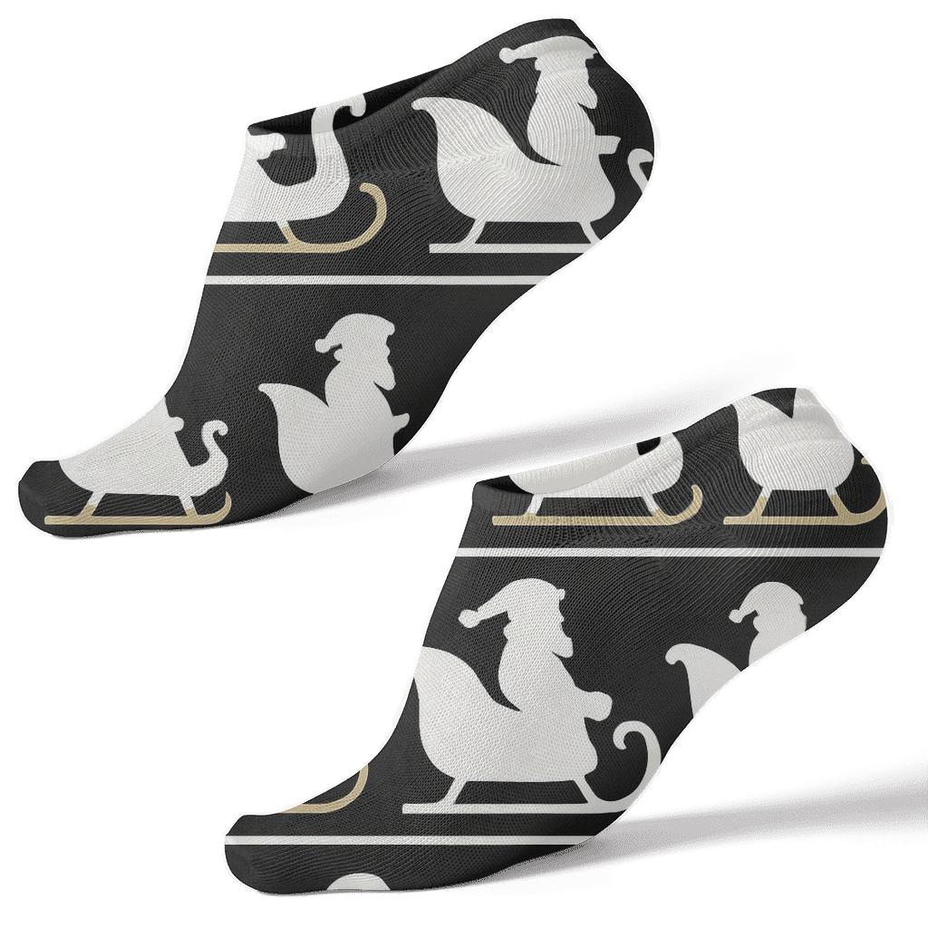 Santa Sleigh Silhouette Wrap custom ankle socks