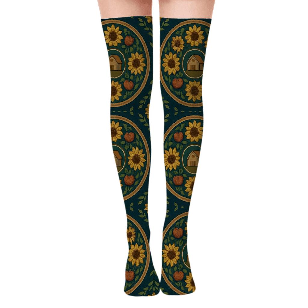 Sunflower Barn Radial trendy patterned over-the-knee socks