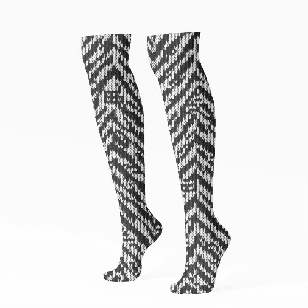 Fragmented Stripe Chevron personalized knee-high socks
