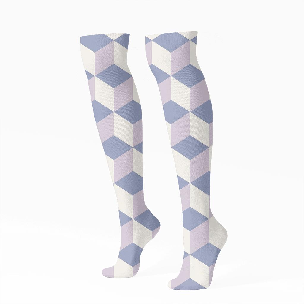 Light Prism Tessellate trendy patterned knee-high socks