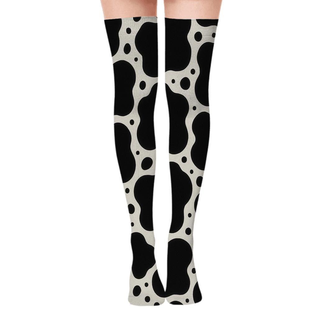 Classic Spot Grid On White stylish fashion over-the-knee socks