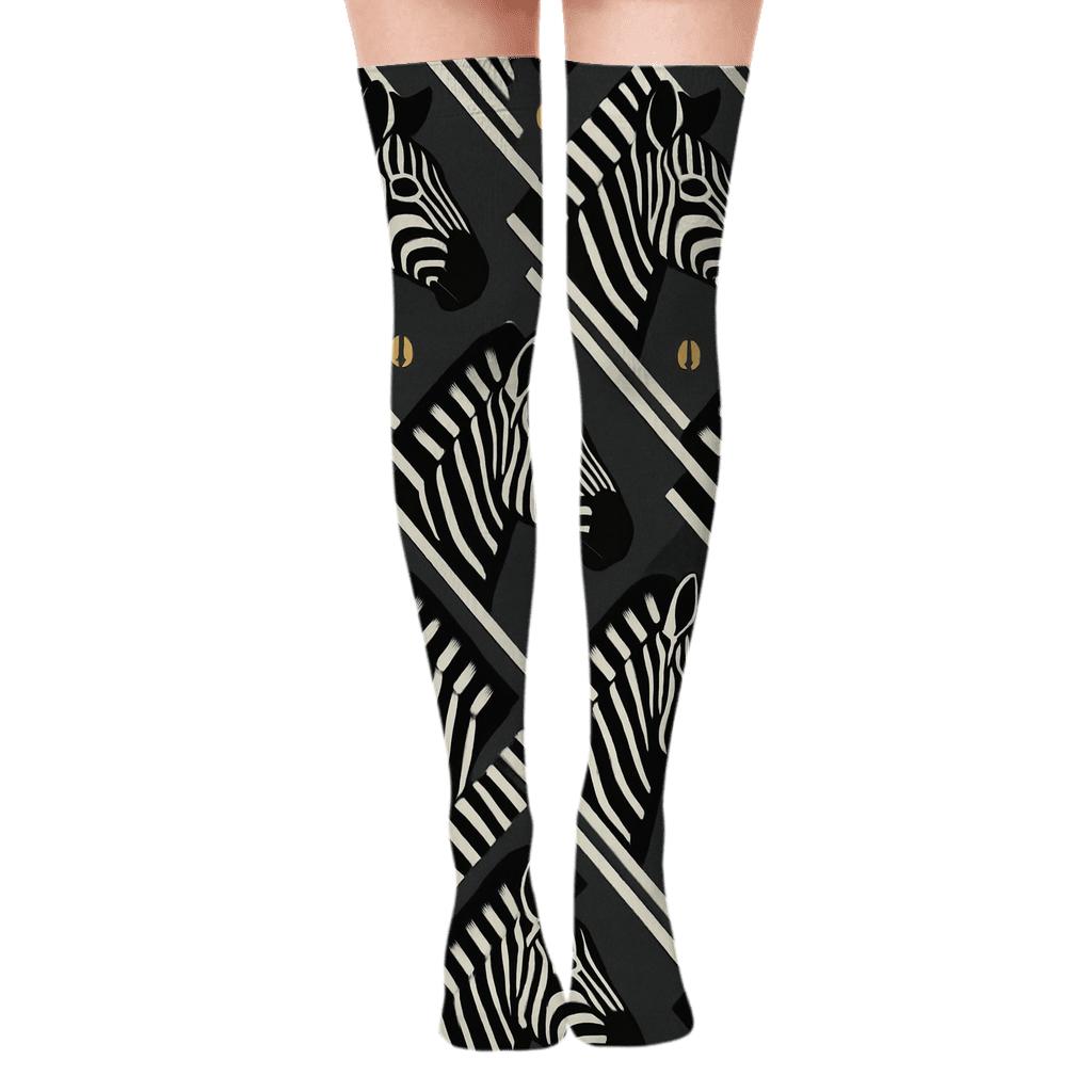 Zebra Silhouette Spotlight soft everyday over-the-knee socks