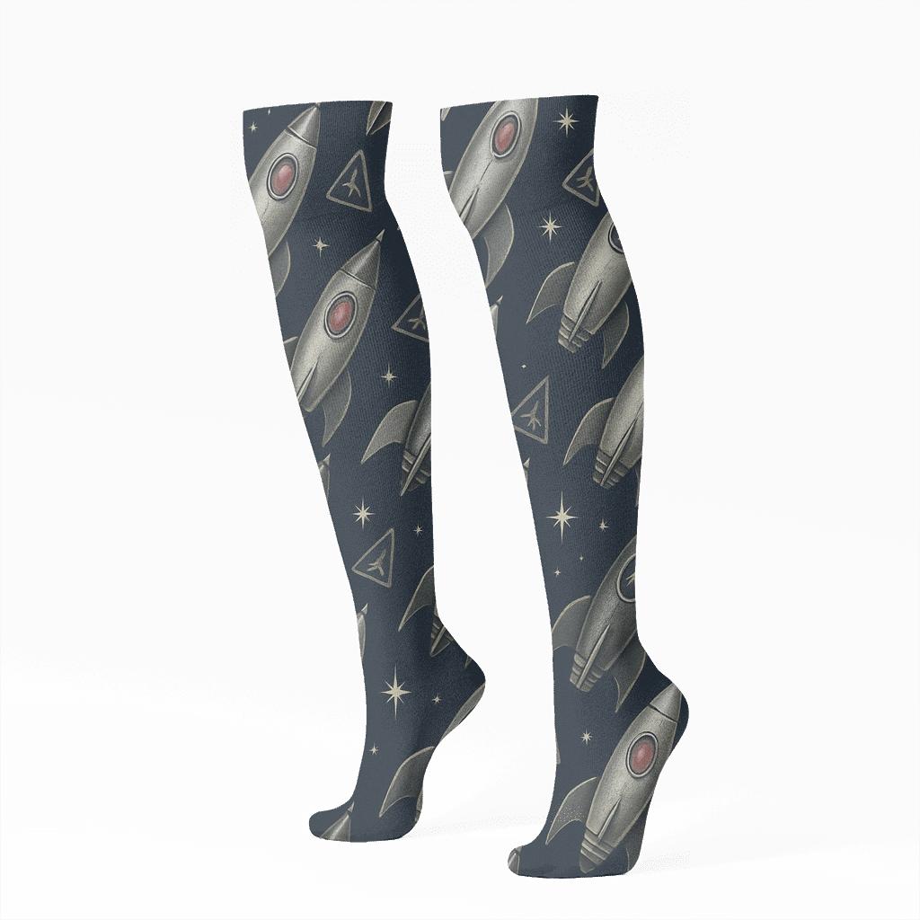 Retro Rocket Chevron premium sports knee-high socks