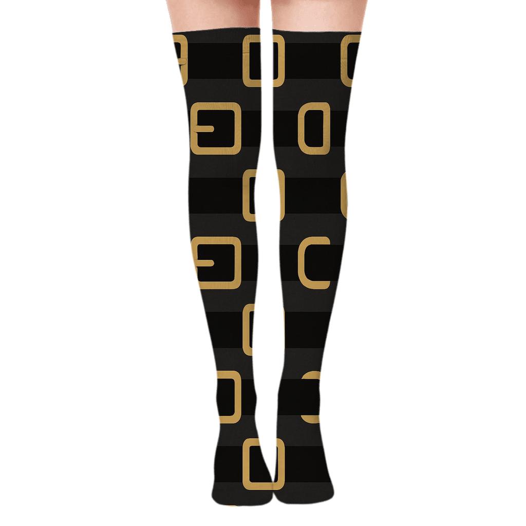 Santa Belt Buckle Progression premium cozy over-the-knee socks