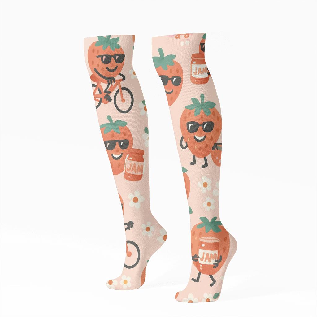 Playful Strawberry Character Parade soft everyday knee-high socks
